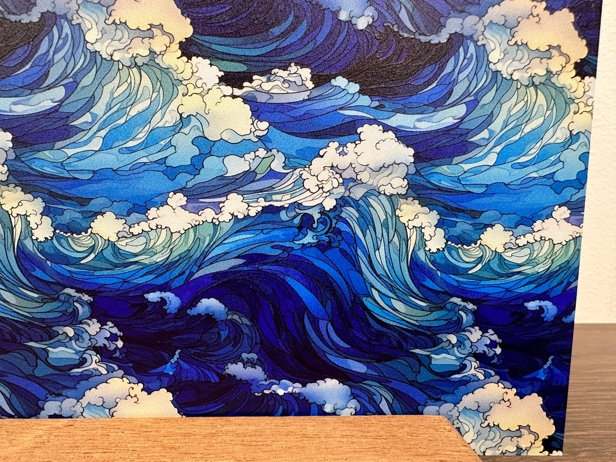 PatternPly® Full Coverage Ocean Waves Stained Glass sheet showing the pattern
