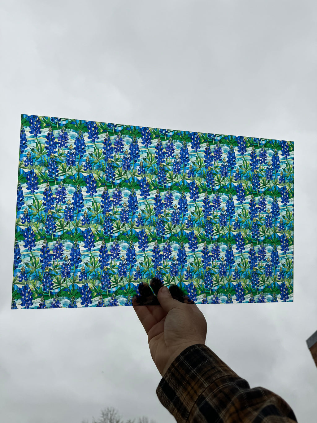 PatternPly® Transparent Stained Glass Bluebonnets sheet showing the pattern