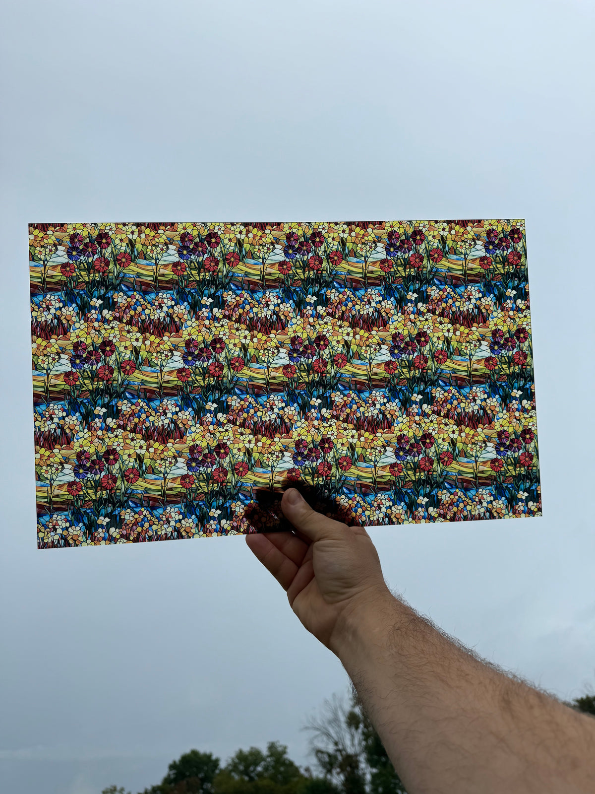 PatternPly® Transparent Wildflower Prairie Stained Glass sheet showing the pattern