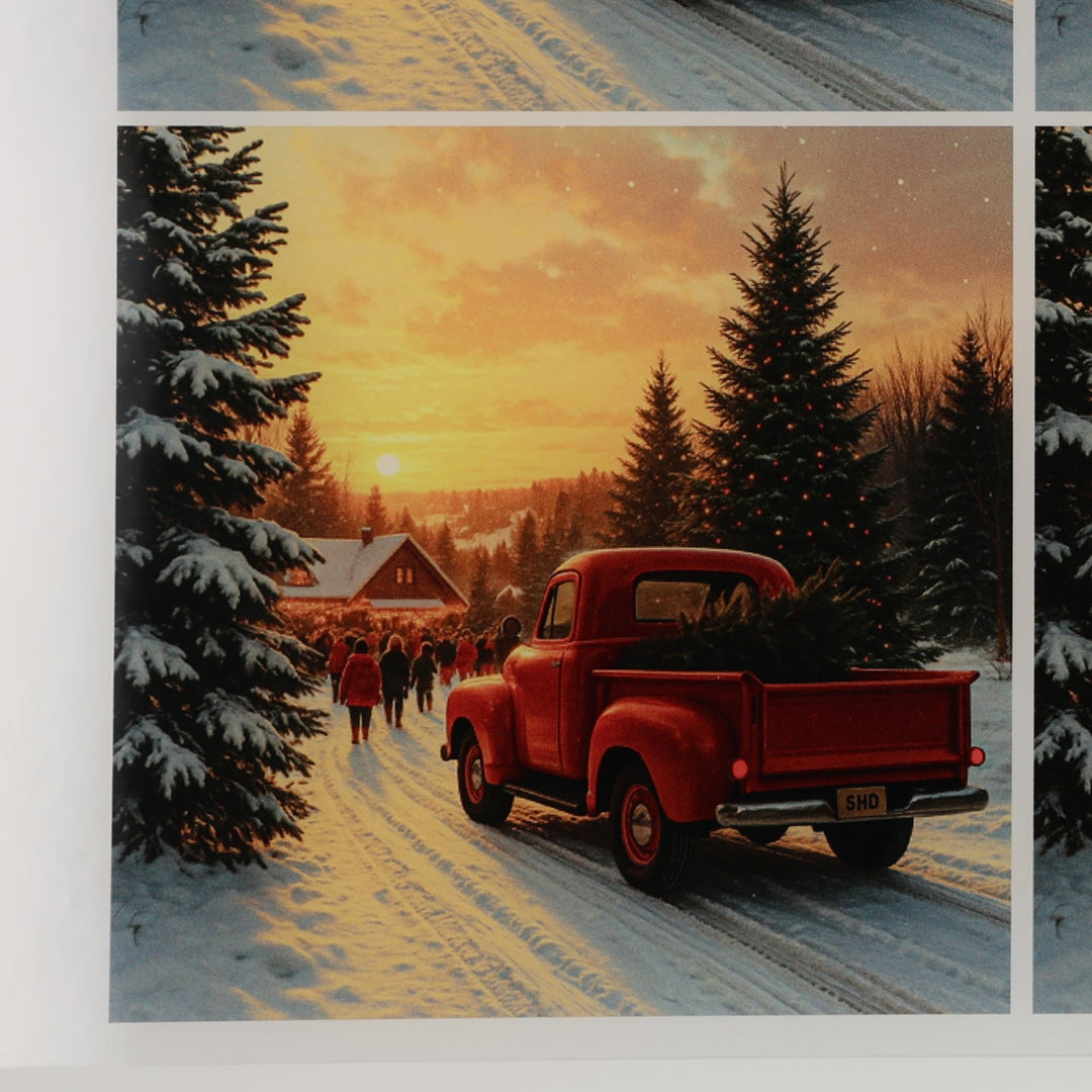 PatternPly® Transparent Red Truck and Christmas Tree Large