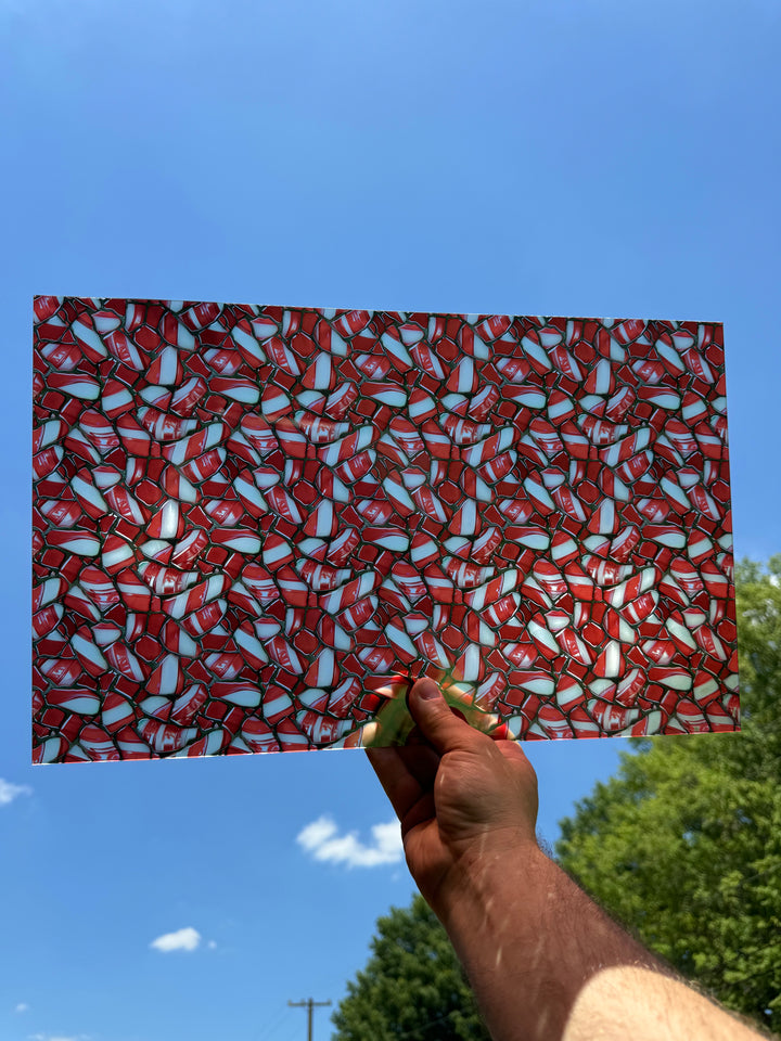 PatternPly® Acrylic Transparent Stained Glass Red and White Candy Cane