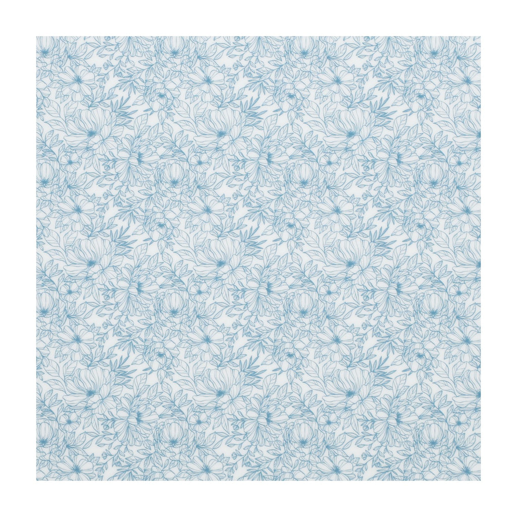 PatternPly® Full Coverage Blue Haze Peaceful Garden sheet showing the pattern