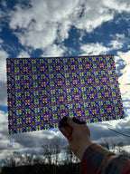 PatternPly® Transparent Mardi Gras Floral Stained Glass sheet showing the pattern