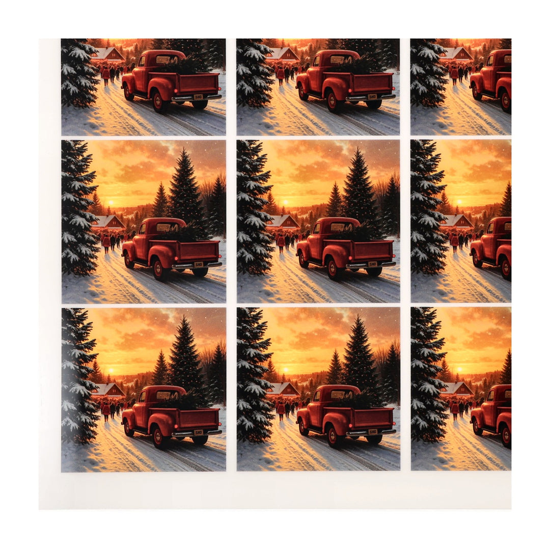 PatternPly® Full Coverage Red Truck and Christmas Tree Small