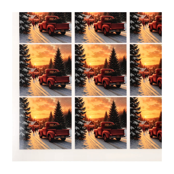 PatternPly® Full Coverage Red Truck and Christmas Tree Small