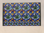 PatternPly® Full Coverage Blue Weed Stained Glass 2 Sizes sheet showing the pattern