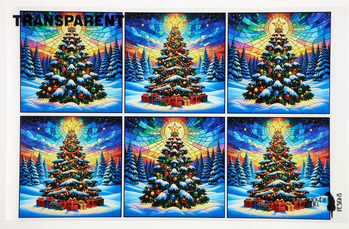 PatternPly® Transparent Christmas Trees in Snow Large
