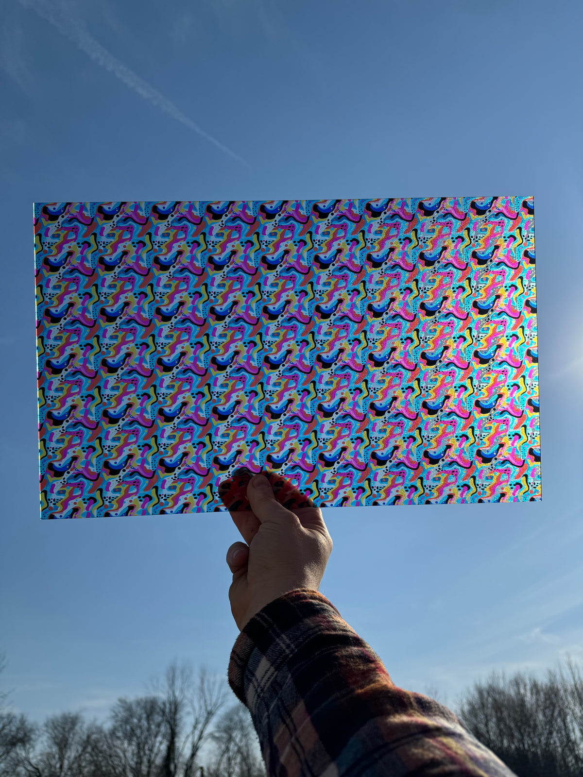 PatternPly® Transparent Mini Retro Bright Geometric sheet showing the pattern
