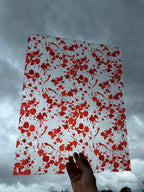 PatternPly® 19x24" Transparent Blood Splatter XL Scale sheet showing the pattern