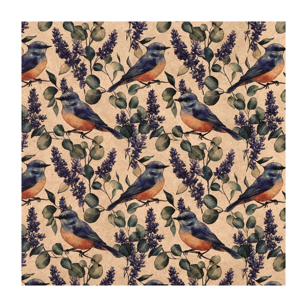 PatternPly® Naturals Bluebirds and Flowers sheet showing the pattern