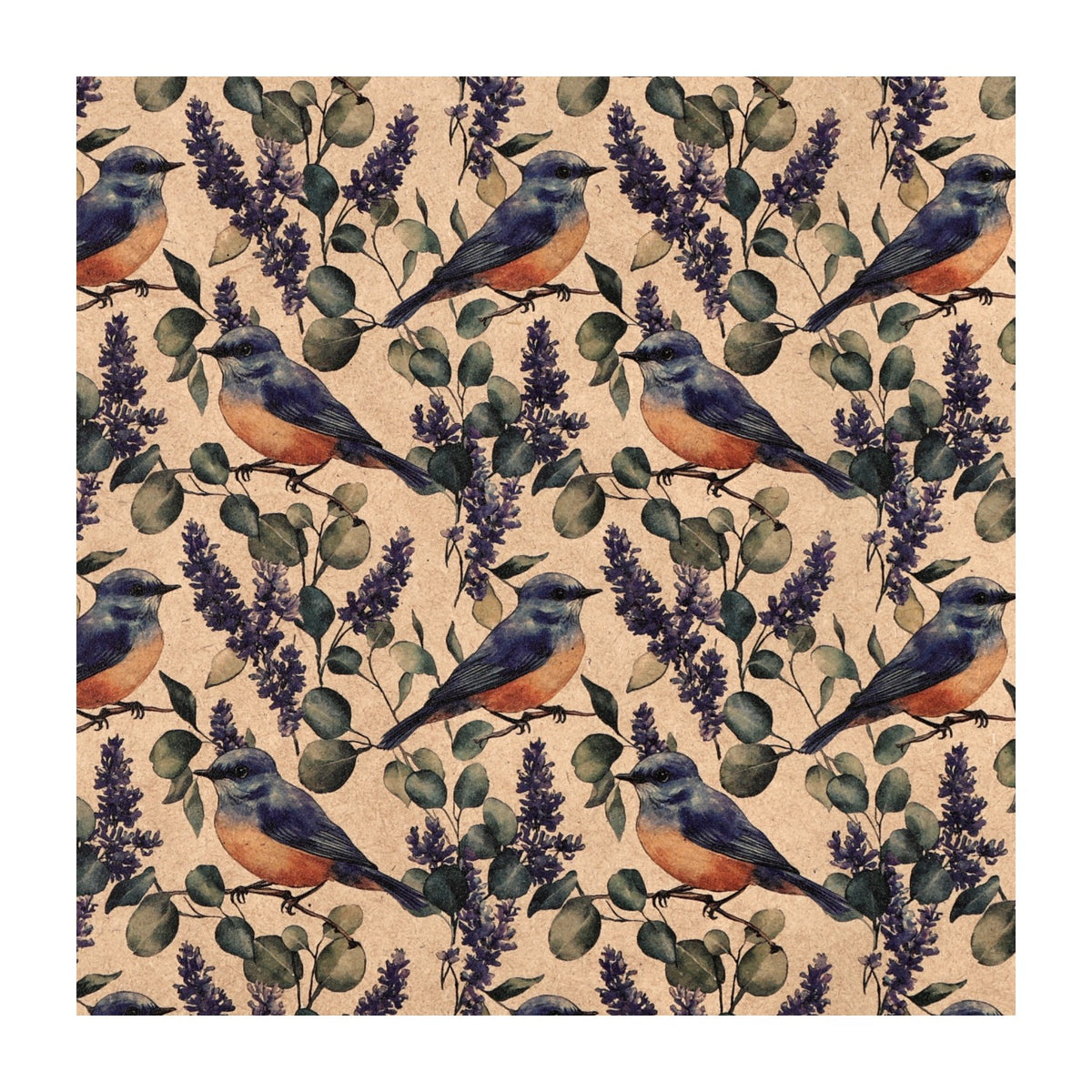 PatternPly® Naturals Bluebirds and Flowers sheet showing the pattern
