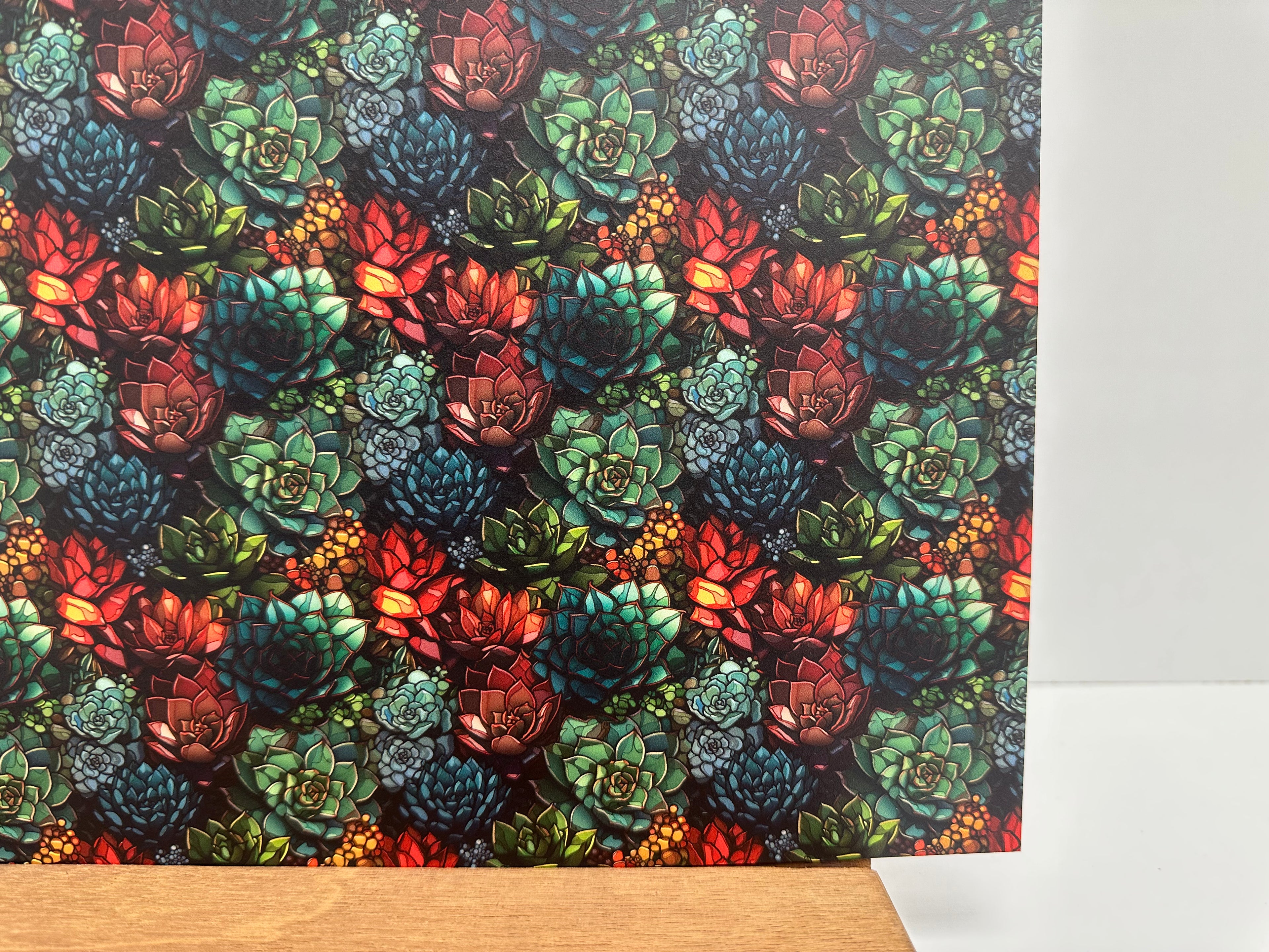PatternPly® Full Coverage Succulent Stained Glass sheet showing the pattern
