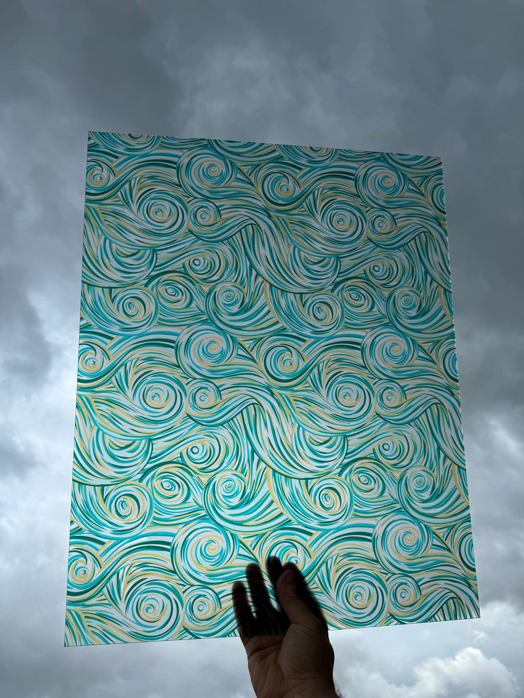 PatternPly® 19x24" Transparent Beachy Swirls XL Scale sheet showing the pattern