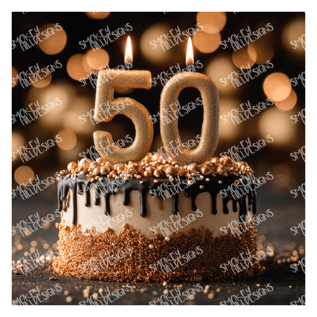 PatternPly® Full Coverage 50th Birthday sheet showing the pattern