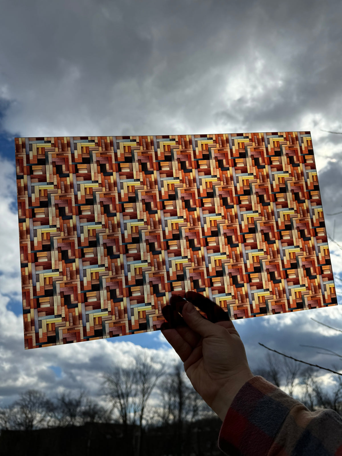PatternPly® Transparent Wood Mosaic sheet showing the pattern