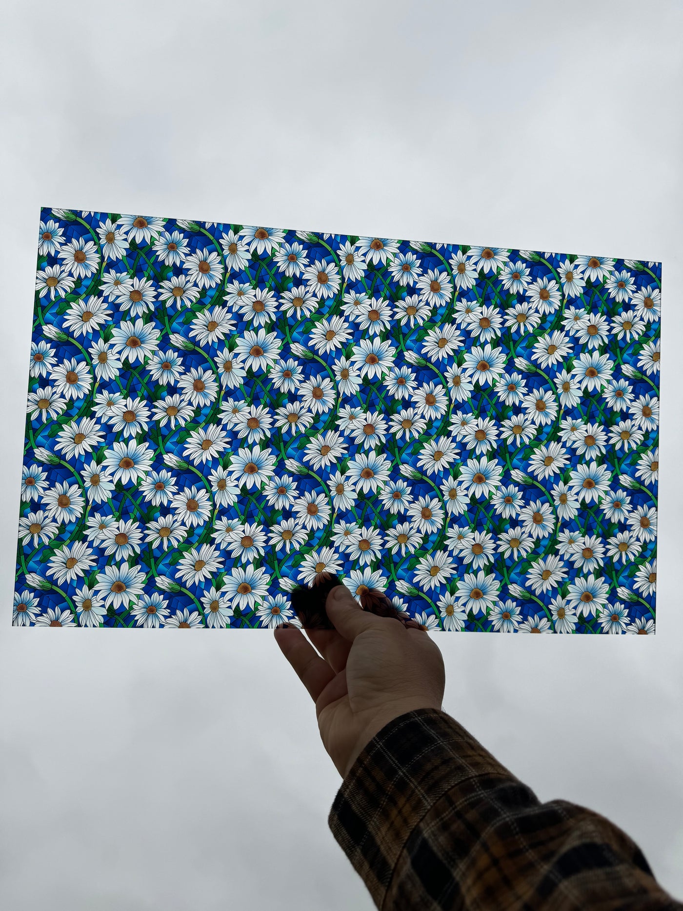 PatternPly® Acrylic Transparent Stained Glass White Daisies