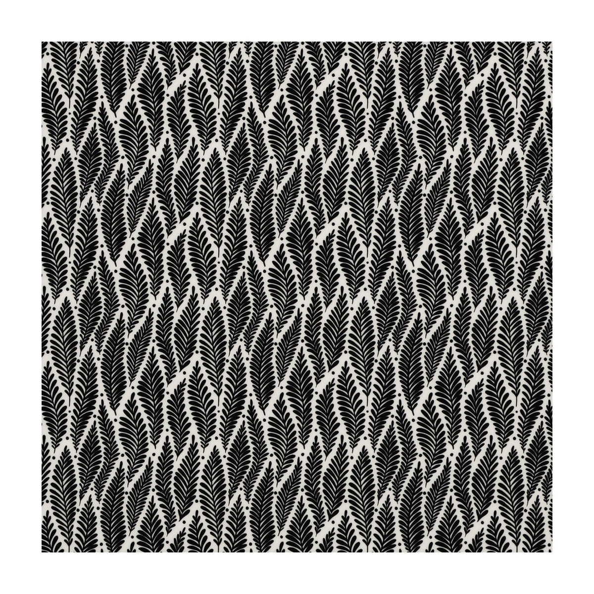 PatternPly® Full Coverage Black Drifting Ferns sheet showing the pattern