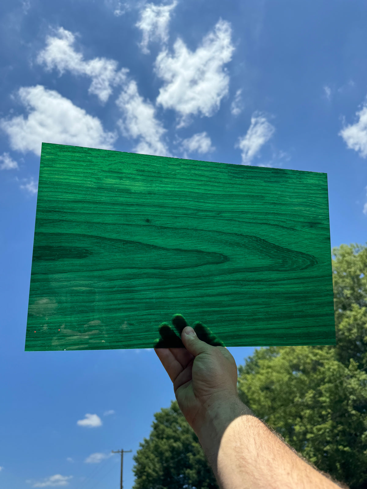 PatternPly® Transparent Green Wood sheet showing the pattern