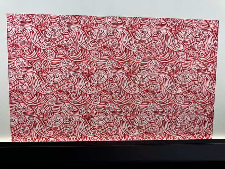 PatternPly® Acrylic Transparent Red and White Swirls