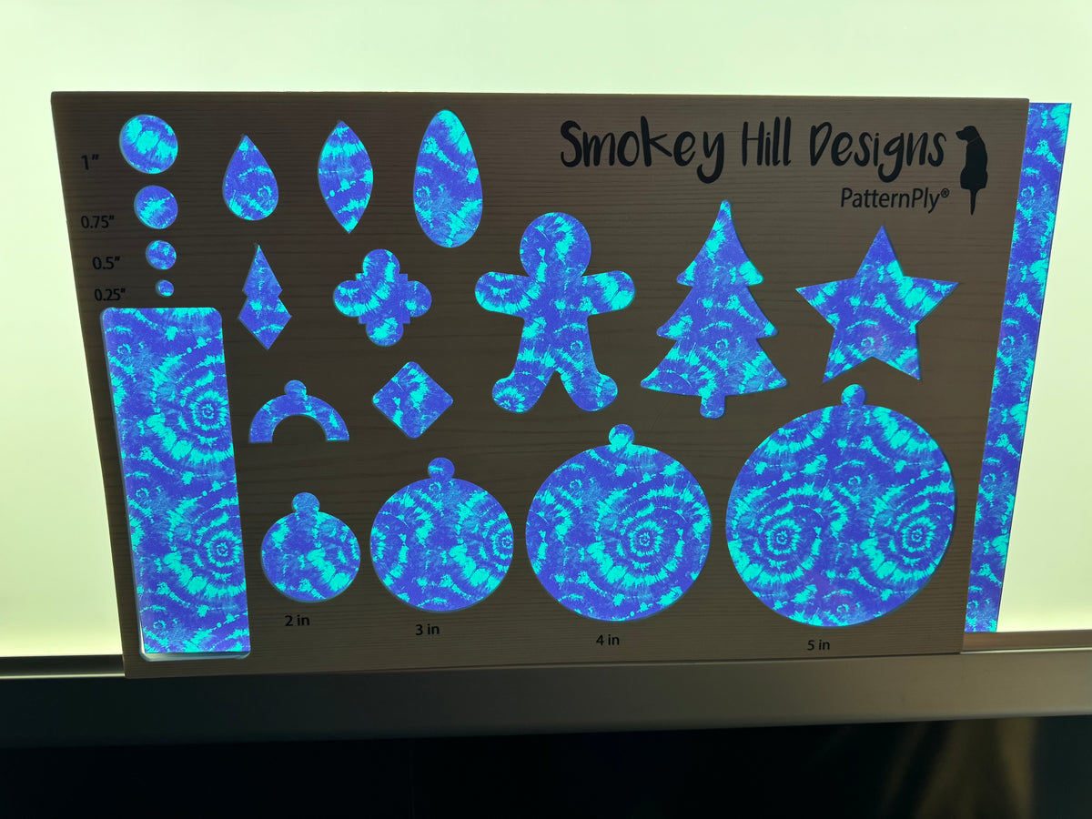 PatternPly® Transparent Purple and Teal Tie Dye sheet showing the pattern