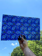 PatternPly® Transparent Stained Glass Geometric Snowflakes sheet showing the pattern