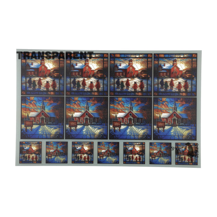 PatternPly® Transparent Schoolhouse In Winter 2 sizes