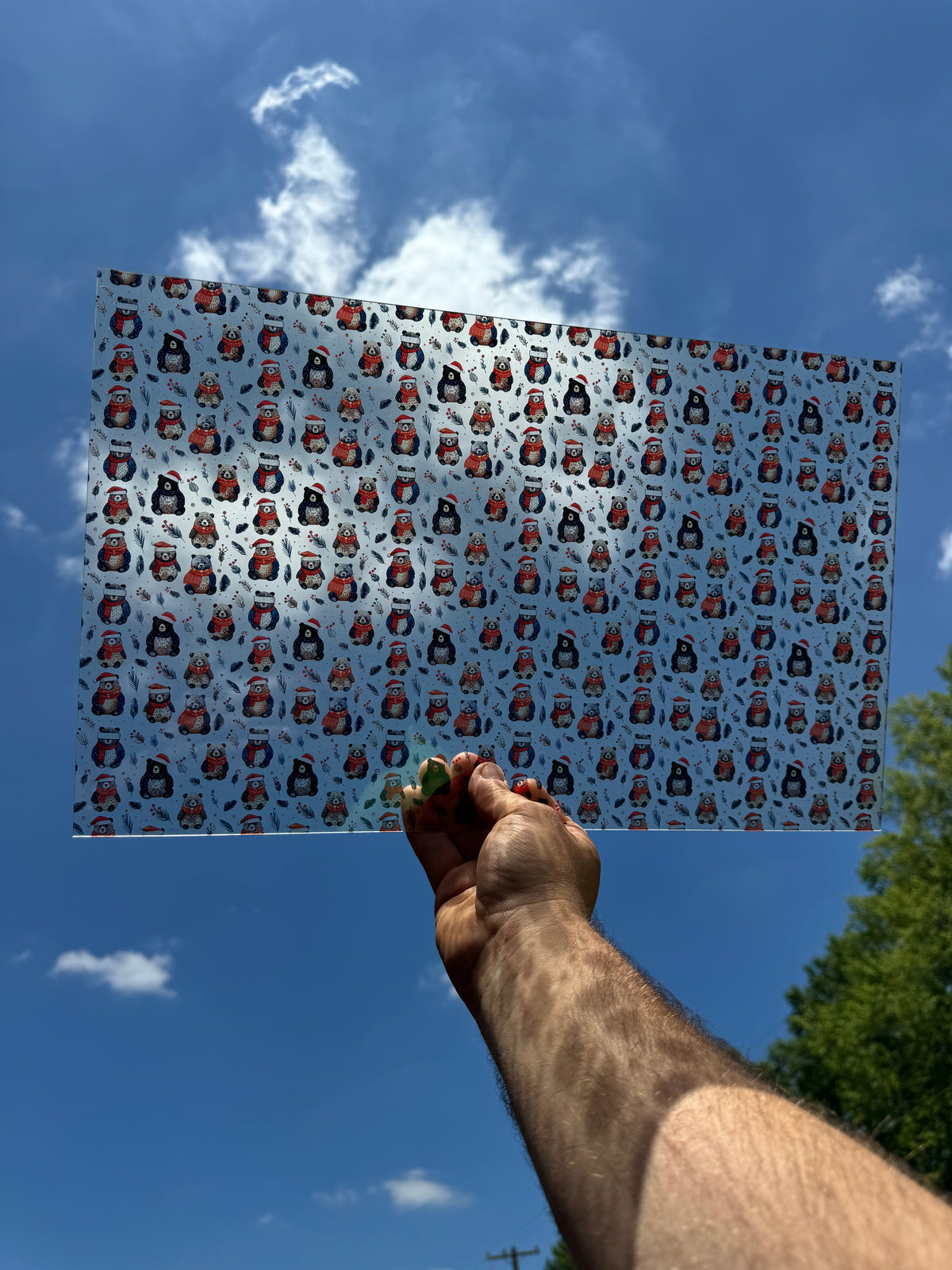 PatternPly® Transparent Christmas Bears sheet showing the pattern