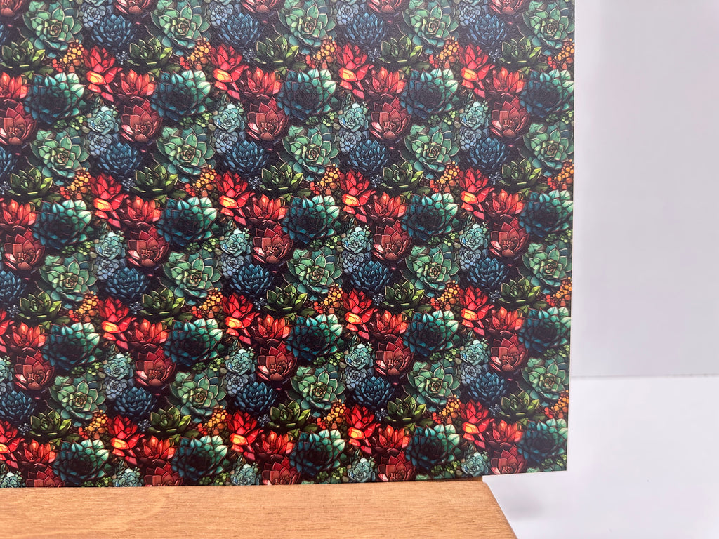 PatternPly® Full Coverage Micro Succulent Stained Glass sheet showing the pattern