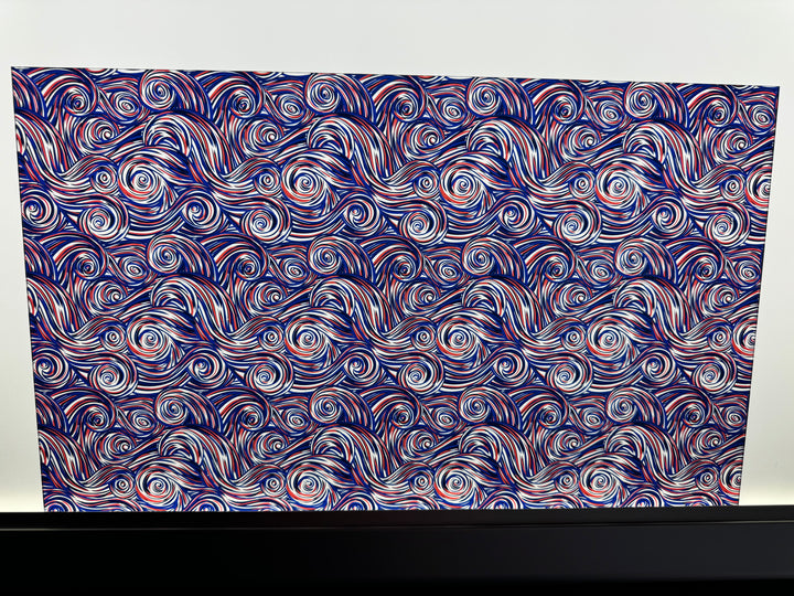 PatternPly® Acrylic Transparent Dark Blue and Orange Swirls