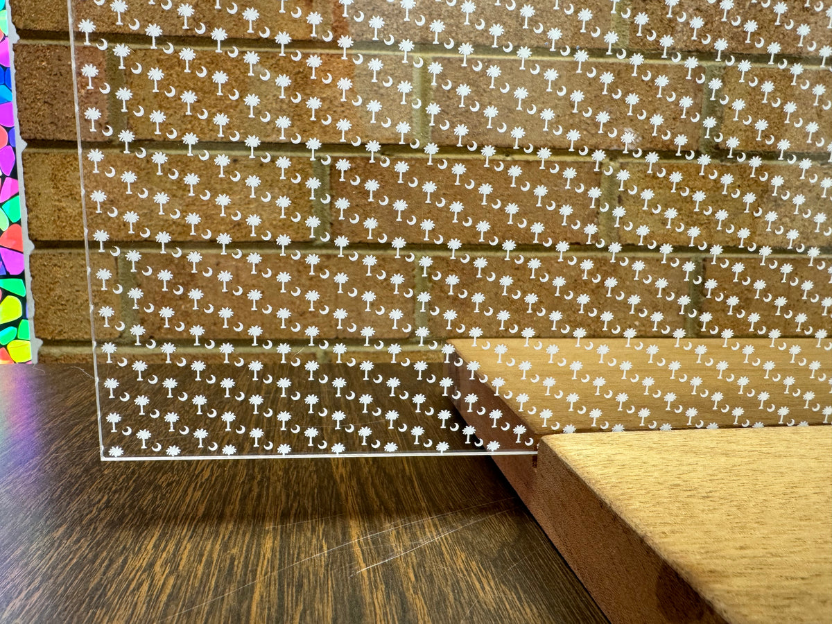 PatternPly® Scattered South Carolina Mini Palmettos WHITE sheet showing the pattern