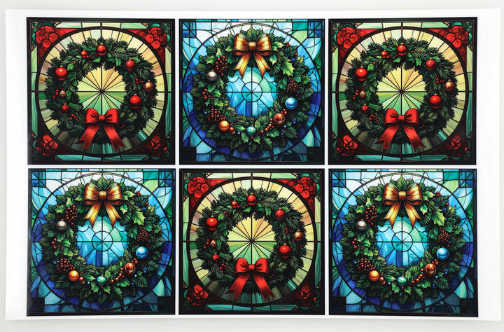 PatternPly® Full Coverage Christmas Wreaths in Stained Glass Large
