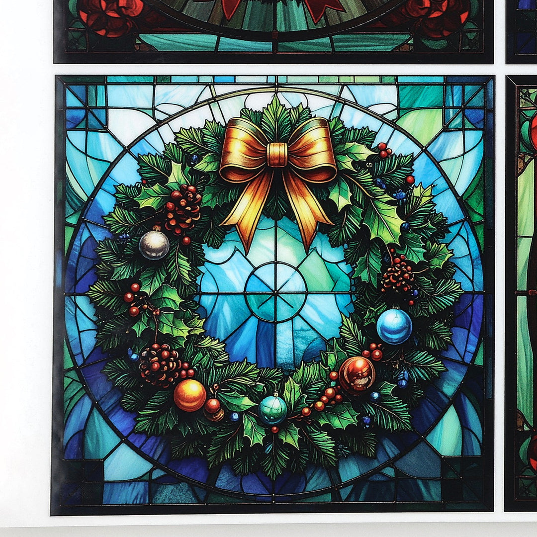 PatternPly® Full Coverage Christmas Wreaths in Stained Glass Large