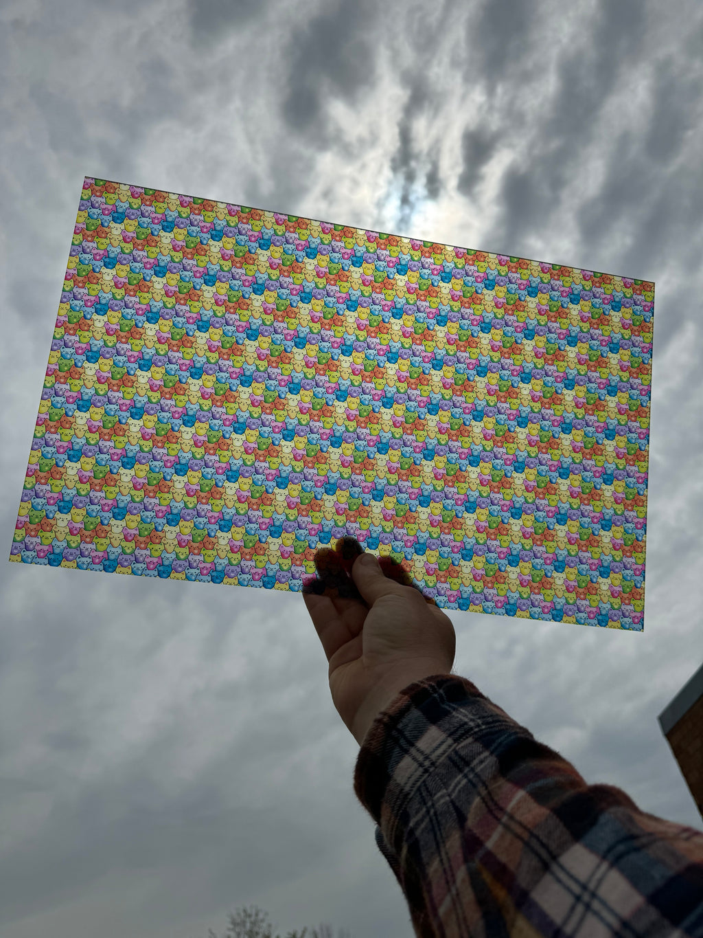 PatternPly® Transparent Micro Rainbow Cats sheet showing the pattern