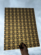 PatternPly® 19x24" Transparent Black and Gold Kaleidoscope Original Scale sheet showing the pattern