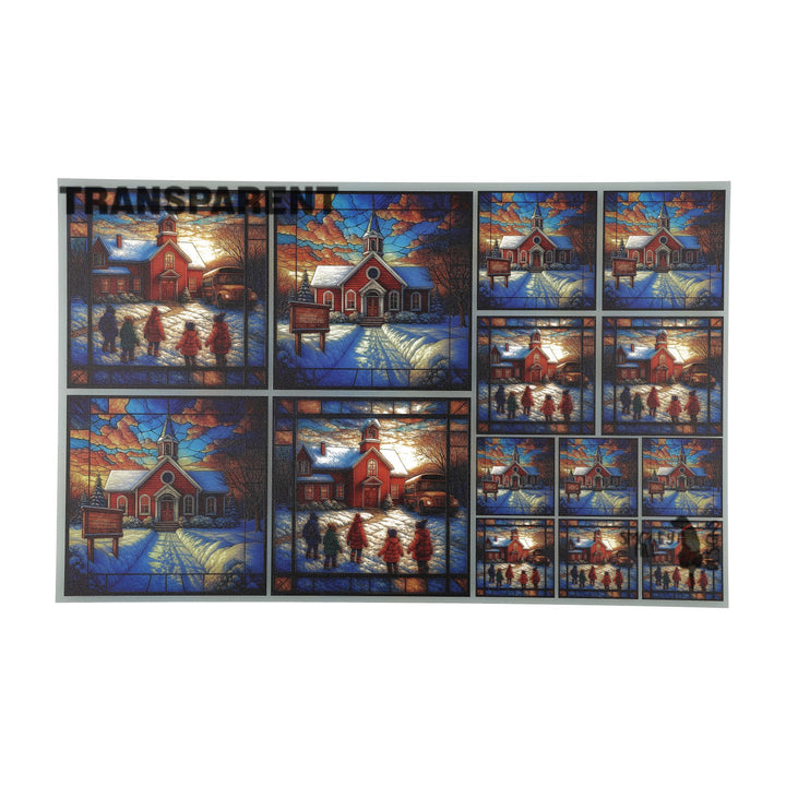 PatternPly® Transparent Schoolhouse In Winter 3 sizes