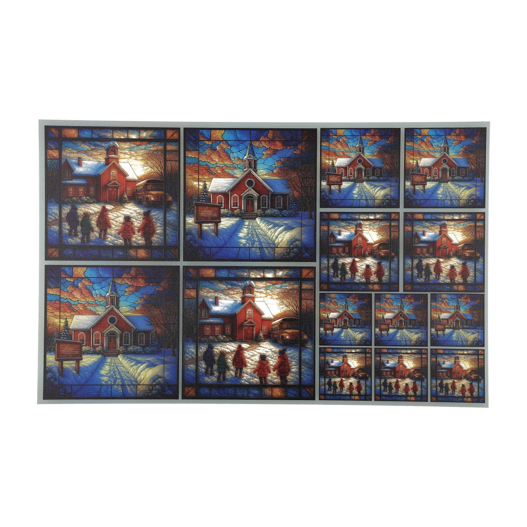 PatternPly® Transparent Schoolhouse In Winter 3 sizes