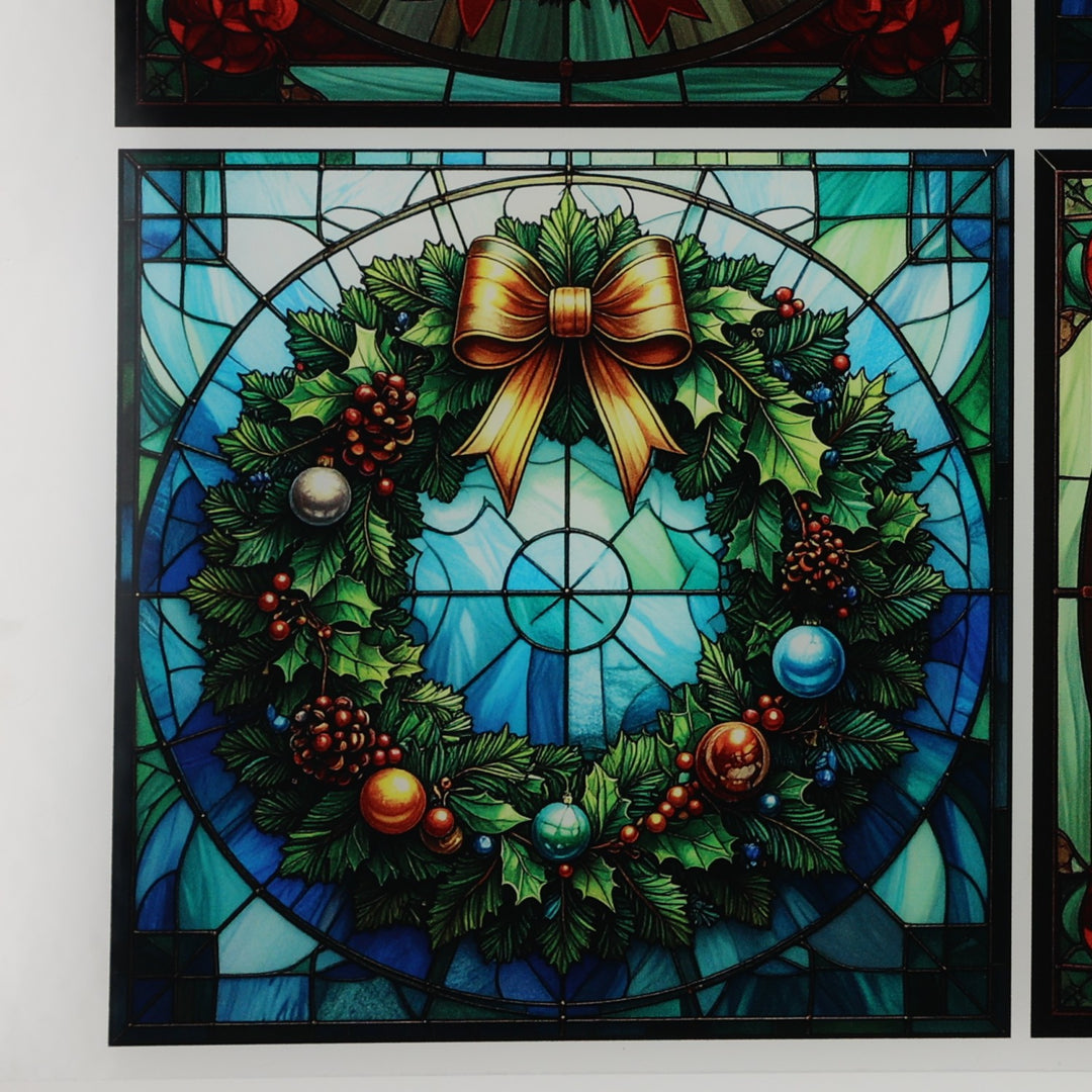 PatternPly® Transparent Christmas Wreaths in Stained Glass Large