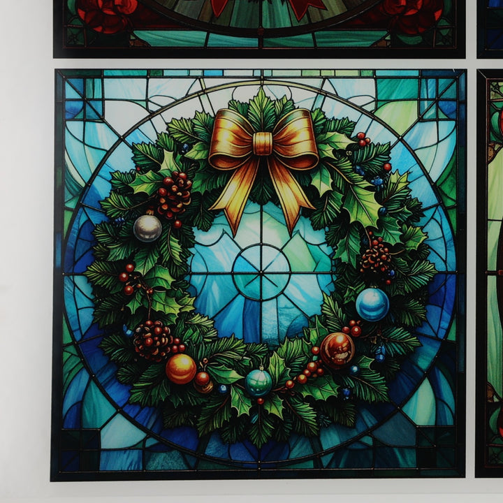PatternPly® Transparent Christmas Wreaths in Stained Glass Large