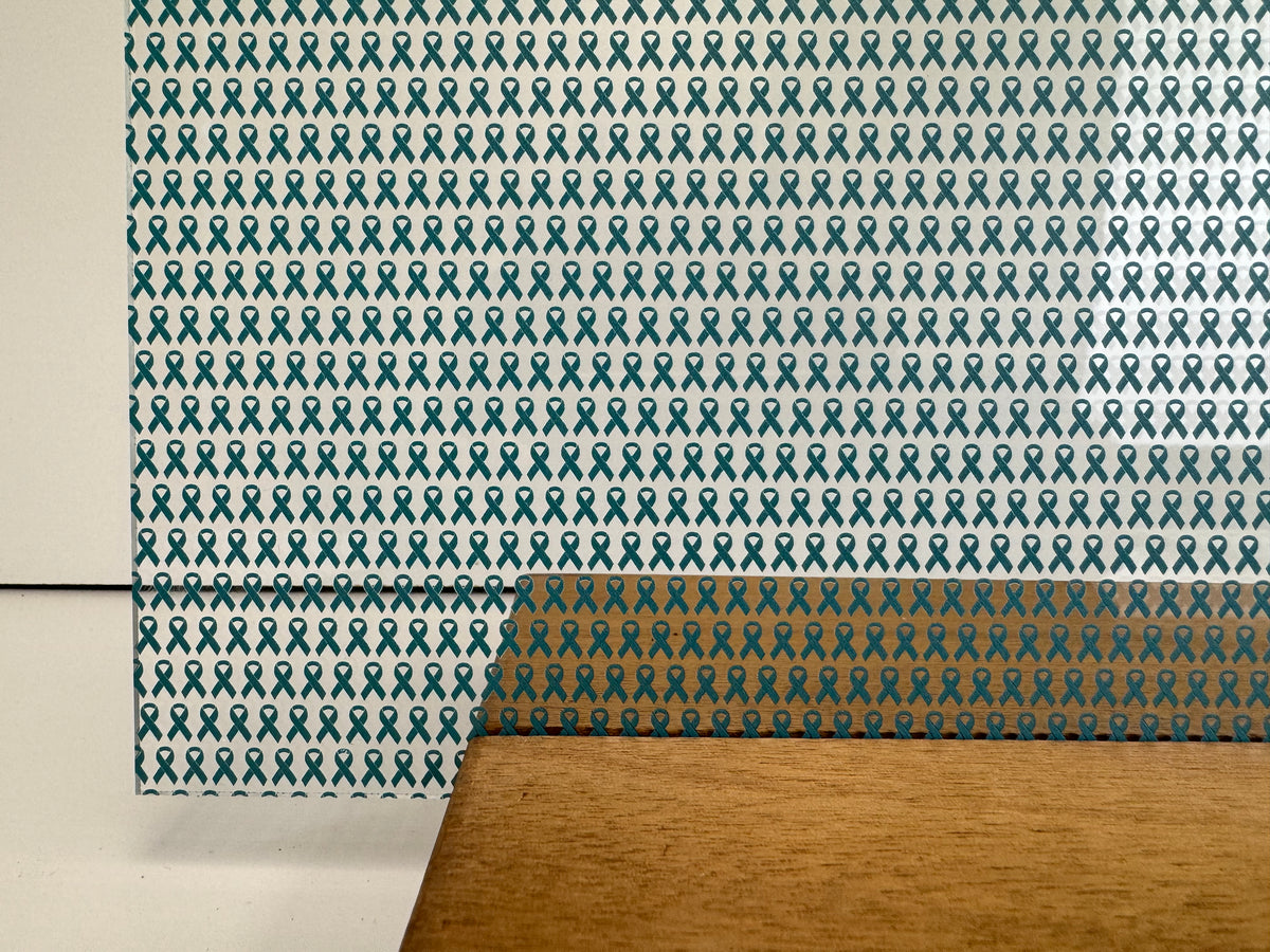 PatternPly® Scattered Mini Teal Ribbons sheet showing the pattern