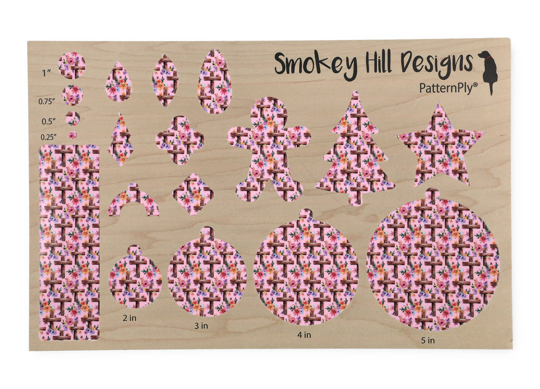 PatternPly® Full Coverage Baby Pink Wooden Watercolor Crosses