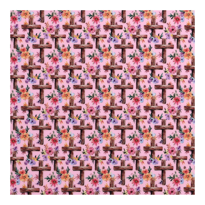 PatternPly® Full Coverage Baby Pink Wooden Watercolor Crosses