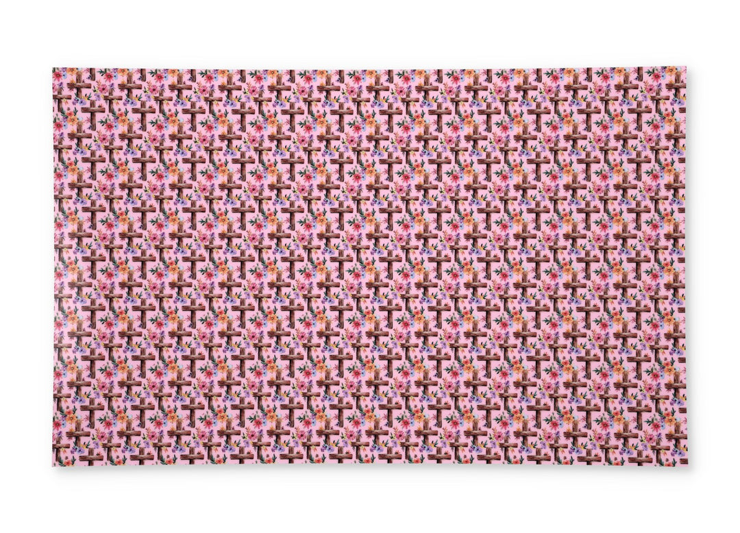 PatternPly® Full Coverage Baby Pink Wooden Watercolor Crosses