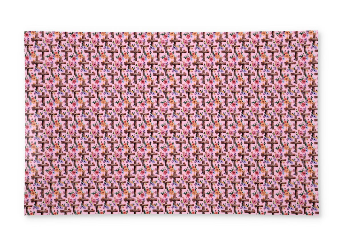 PatternPly® Full Coverage Baby Pink Wooden Watercolor Crosses product photo 2