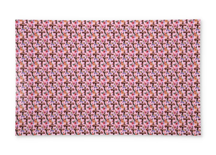 PatternPly® Full Coverage Baby Pink Wooden Watercolor Crosses