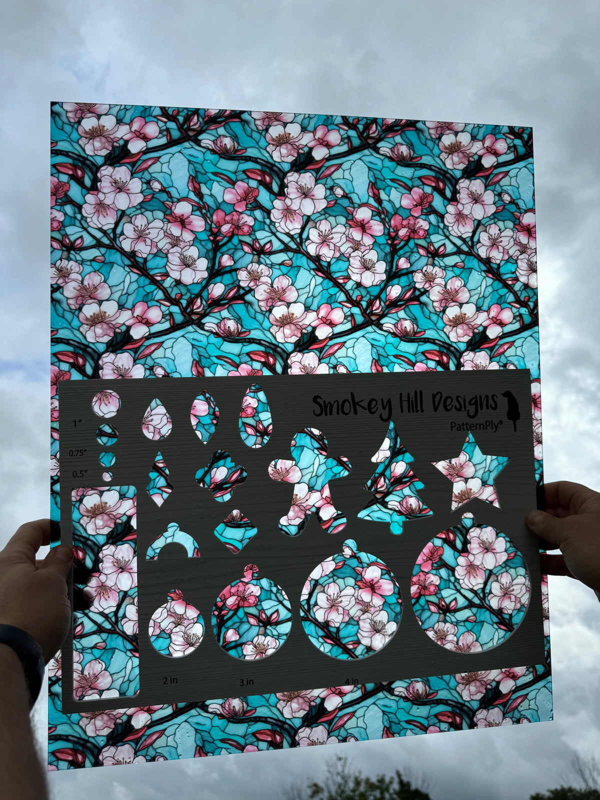 PatternPly® 19x24" Transparent Cherry Blossoms Stained Glass XL Scale product photo 2