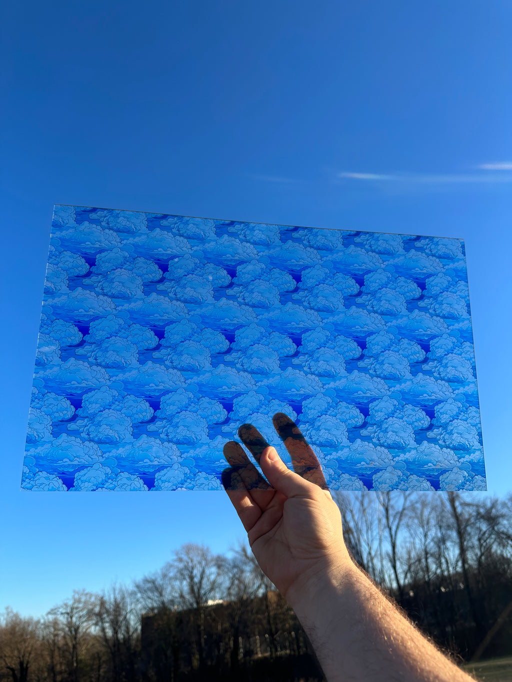 PatternPly® Transparent Stained Glass Clouds sheet showing the pattern
