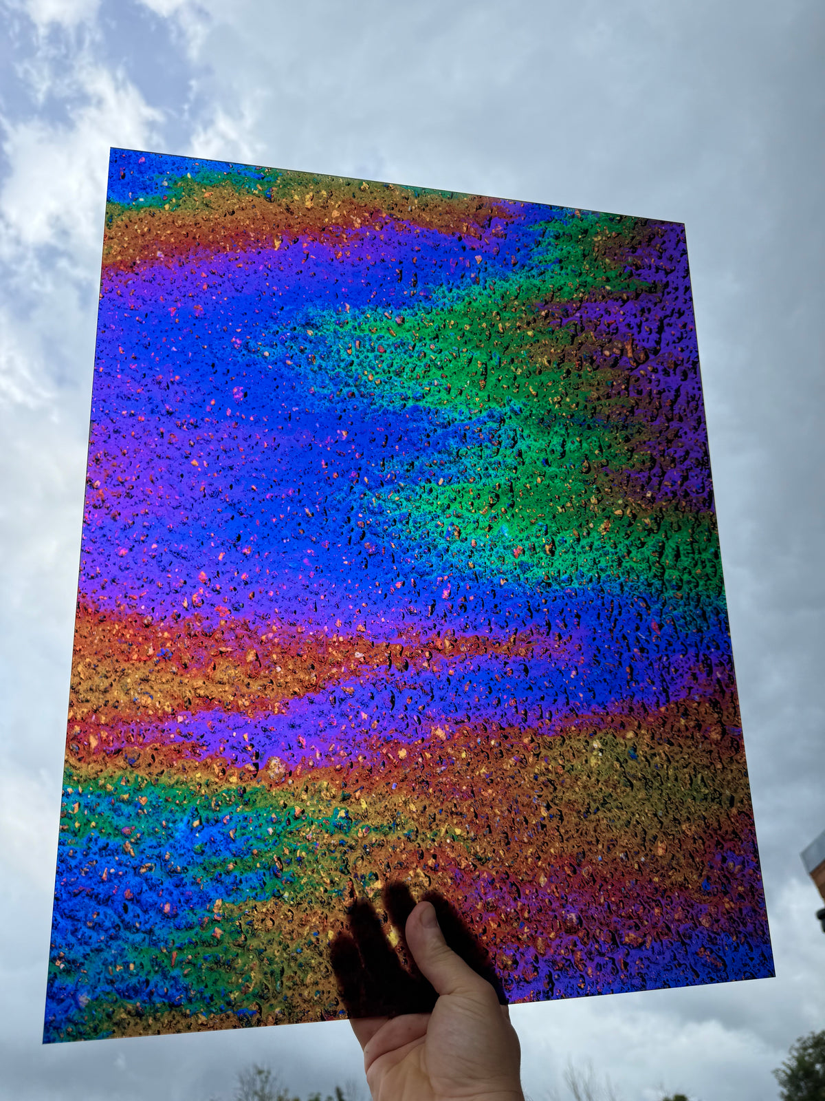 PatternPly® 19x24" Transparent Oil Shimmer XL Scale sheet showing the pattern