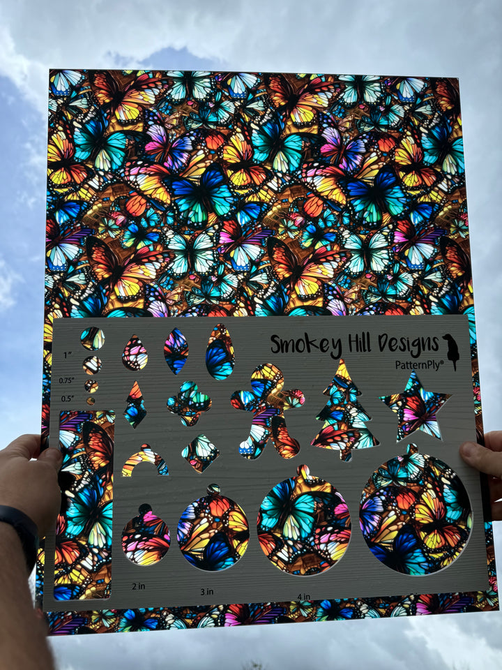 PatternPly® 19x24" Transparent Colorful Butterflies XL Scale