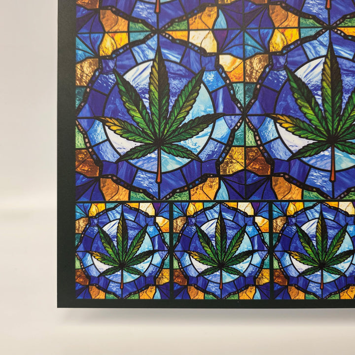 PatternPly® Transparent Blue Weed Stained Glass 2 Sizes