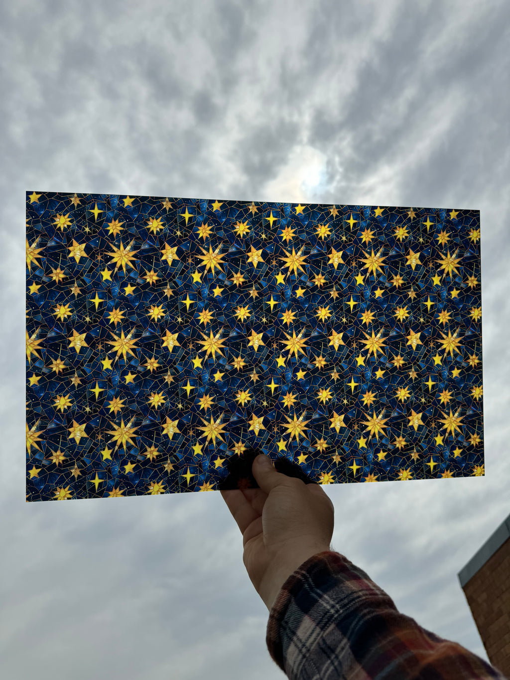 PatternPly® Transparent Stained Glass Starbursts sheet showing the pattern